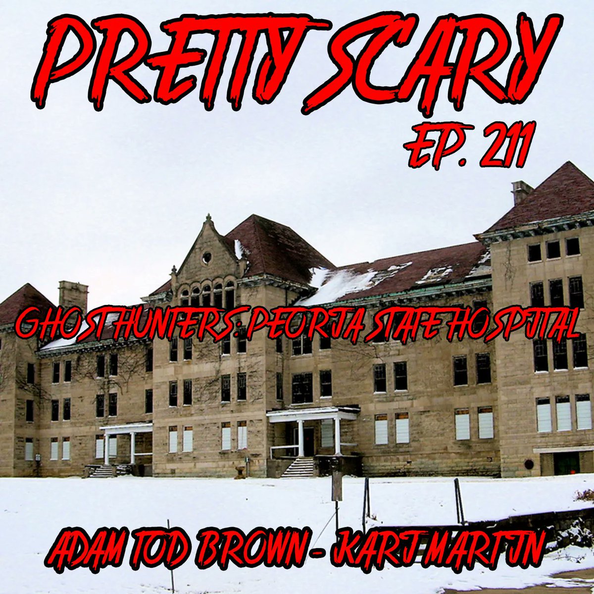 PrettyScaryBoo's tweet image. New @PrettyScaryBoo! @adamtodbrown and @karimartin722 recap the Peoria State Hospital episode of Ghost Hunters! Get it free at anchor.fm/prettyscary or wherever else you get your haunted podcasts!