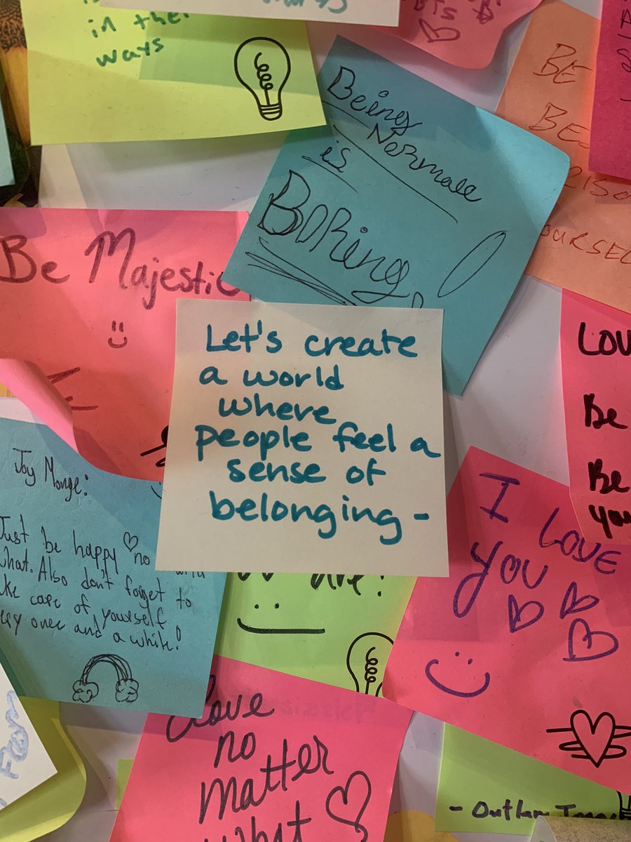 JulieJordanScot's tweet photo. Left this note on a Starbucks bulletin board today. “Let’s create a world where people feel a sense of belonging.” What would your note say?  #Belonging #lovenotetoself #listenwithlove https://t.co/IlFMr3EQ5u