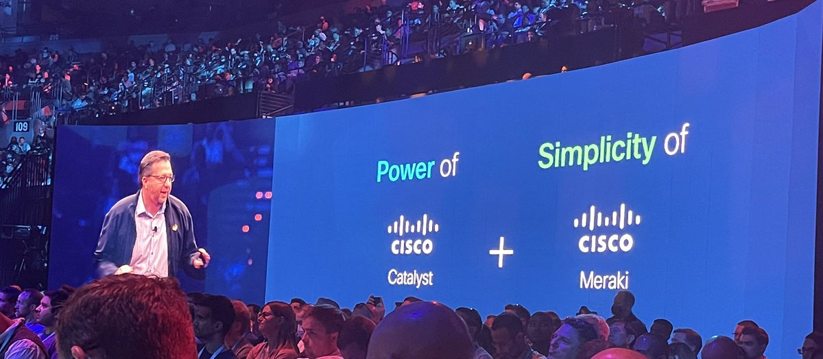 WillTownTech's tweet photo. Drop the 🎤 @Cisco delivers the simplicity of @meraki #cloud management to support its Catalyst infrastructure- to quote a fav @Ghostbusters line - dogs &amp; cats living together...! 😂 @CiscoLive #CiscoLive22 https://t.co/O3sFbyJ43E