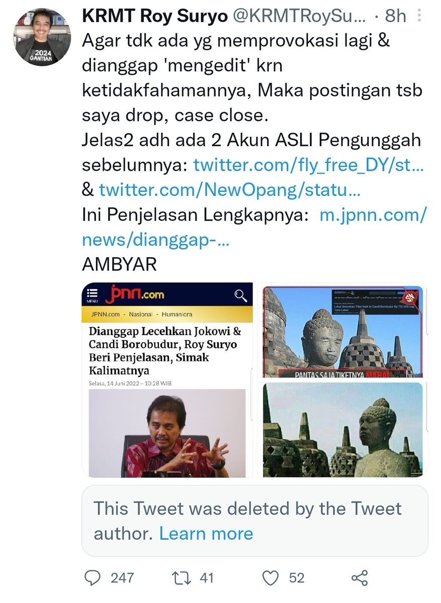NgkongRoses's tweet photo. Logika sehat, jika suatu hal merupakan yang tidak pantas untuk disebarkan dan dia menyadari tapi tetap disebarkan selanjutnya dihapus. Kira-kira guoblok atau tidak? 

#TangkapRoySuryo https://t.co/jJk5ZBI1I3