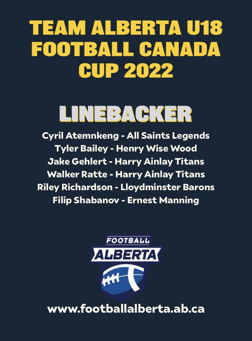 TylerBa67411912's tweet photo. Honored and excited to represent Alberta in the Canada Cup this July. Let’s get to work. @FootballAlberta https://t.co/8yIGE7VCo6