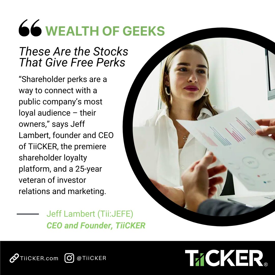 TiiCKERPerks's tweet photo. #InTheNews | TiiCKER CEO @JefeLambert shares with @wealthofgeeks why public companies are giving away #perks as part of stock ownership! 

🎁 @CarnivalCruise 
🎁 @Disney 
🎁 @Ford 
🎁 @IBM 
🎁 @SurgePays 
🎁 @RealGoodFoods 
🎁 @3M 

Read the full story: https://t.co/P4jy5oowMW https://t.co/AjcCjarOkR