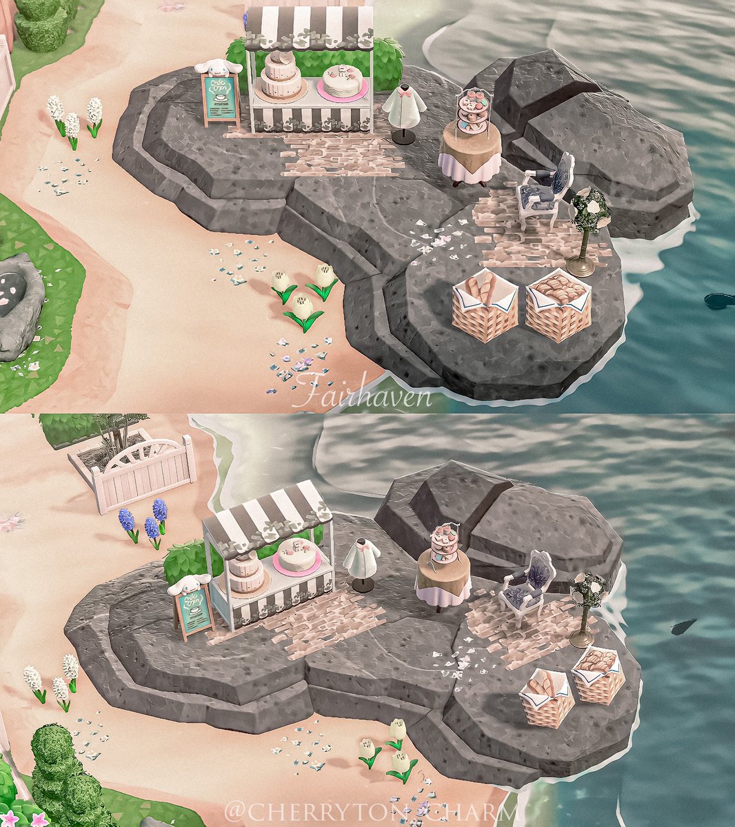 cherryton_charm's tweet photo. Cake on the Rocks! The Seaside Bakery on Fairhaven.
#nookspiration #ACNH #ACNHDesign #acnhpattern #AnimalCrossingNewHorizions https://t.co/Aqecc87UrU