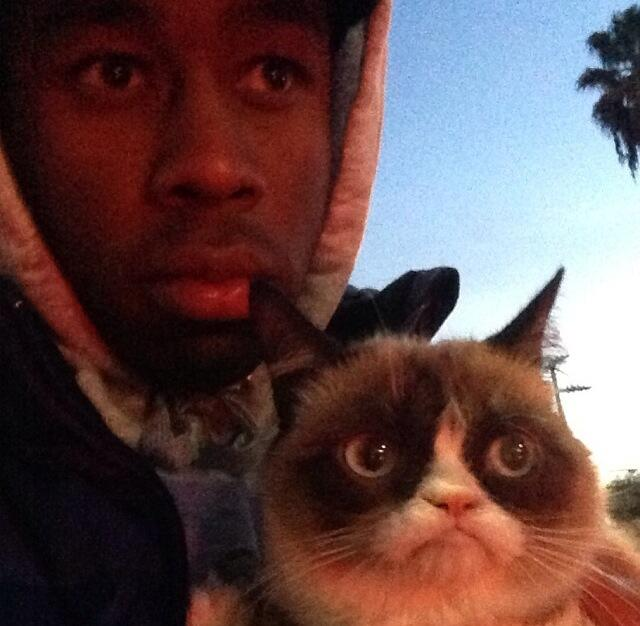 musician_pics's tweet photo. Tyler, the Creator with Grumpy Cat (2013) https://t.co/nTfPArt2uV