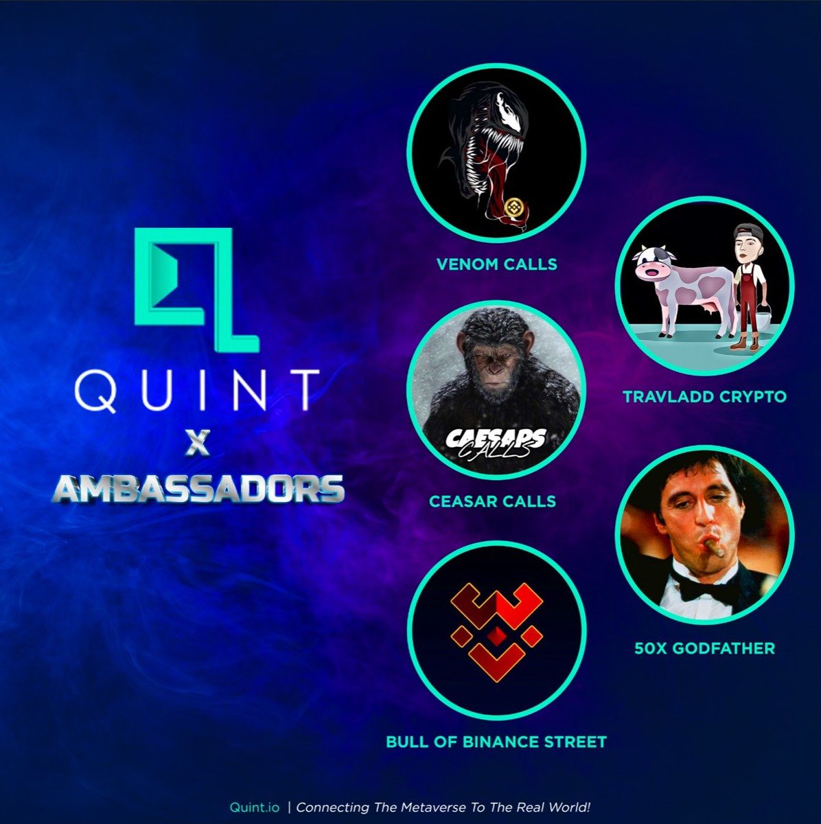 projectquint's tweet photo. Just some of Quint's top-tier ambassadors! #Quint #Quinter $Quint Partnerships make us stronger. https://t.co/wbcC8rwLWB