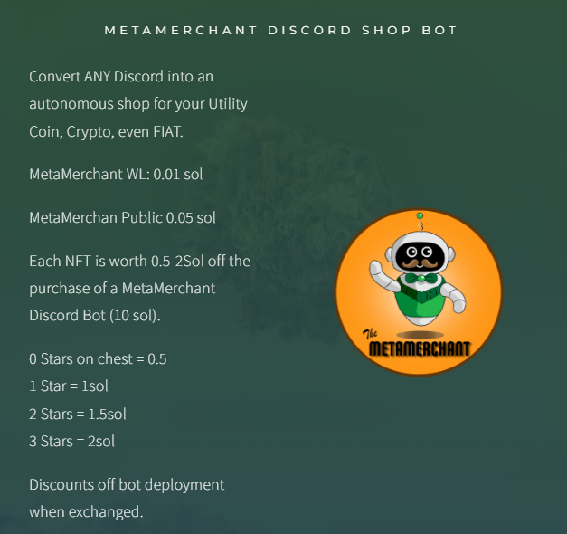 Come mint a Meta Merchant NFT and get a discount when you deploy the bot in your server!!!
potprincessnft.com/#metamerchant