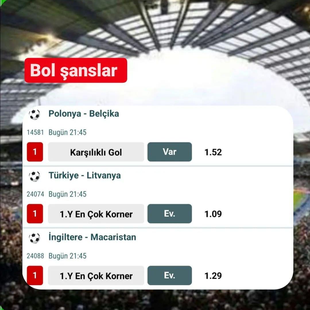 BisonWalker1983's tweet photo. İddaa kuponu

#iddaa #bahis #Fenerbahce #fenerbahçe #Galatasaray #Besiktas #alikoç #alikoc #jorgejesus #youtube #whatsapp #gol #goal #futbol #football #canlıbahis #salı #crespo #KimMinJae https://t.co/K2Sp5PgdMD