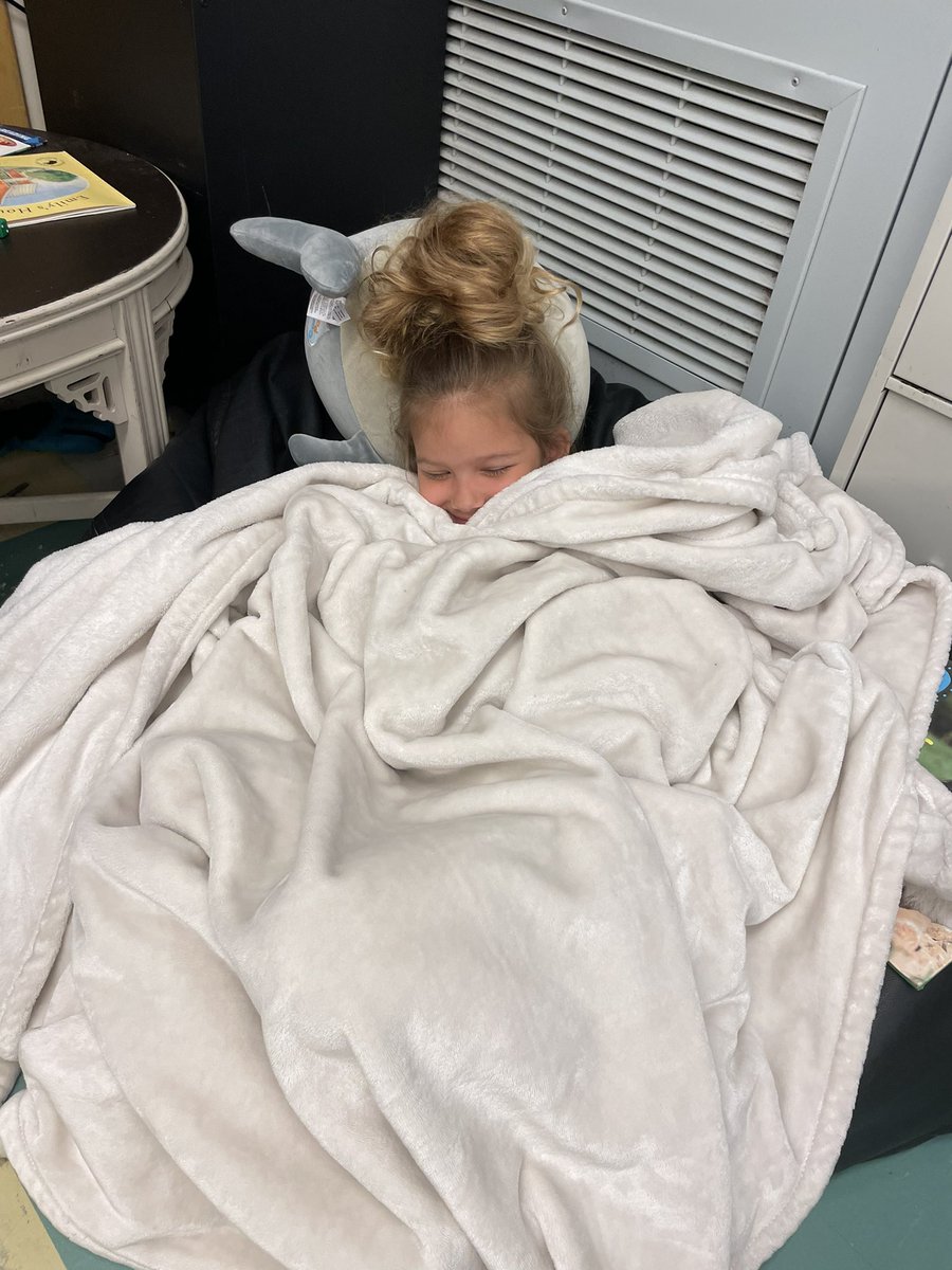 This student filled her caterpillar yesterday. Her prize choice was to bring a pillow and blanket to school for a quick nap