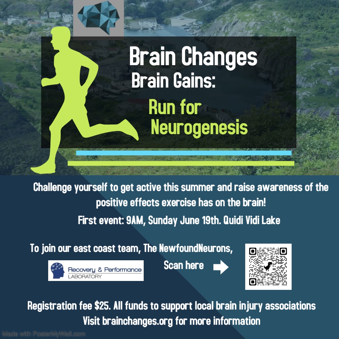 Join the Recovery and Performance lab in the Run for Neurogenesis! Please see the poster below. You can sign up through: raceroster.com/events/2022/57… #NewfoundNeurons