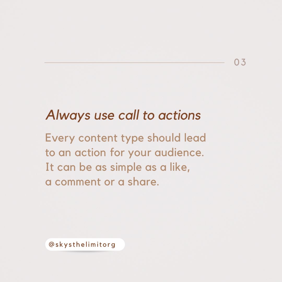 SkystheLimitOrg's tweet photo. Wondering how to create engaging content for social media? Swipe over for 3 keys. 🔑 

SAVE &amp; SHARE this post if it was helpful. #socialmediatips #contentcreationtips #entrepreneur #startup #skysthelimit https://t.co/njosVylkRM