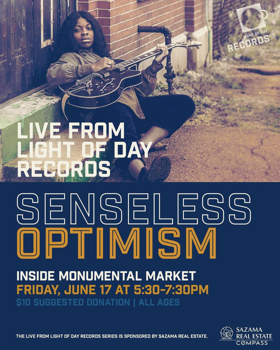 Sazama Real Estate is excited and proud to be on board with <a href="/somuzique/">senseless optimism</a> <a href="/MonumentalJP/">Monumental Market</a> @LightofDayRecords on FRIDAY, June 17th at 5:30 pm