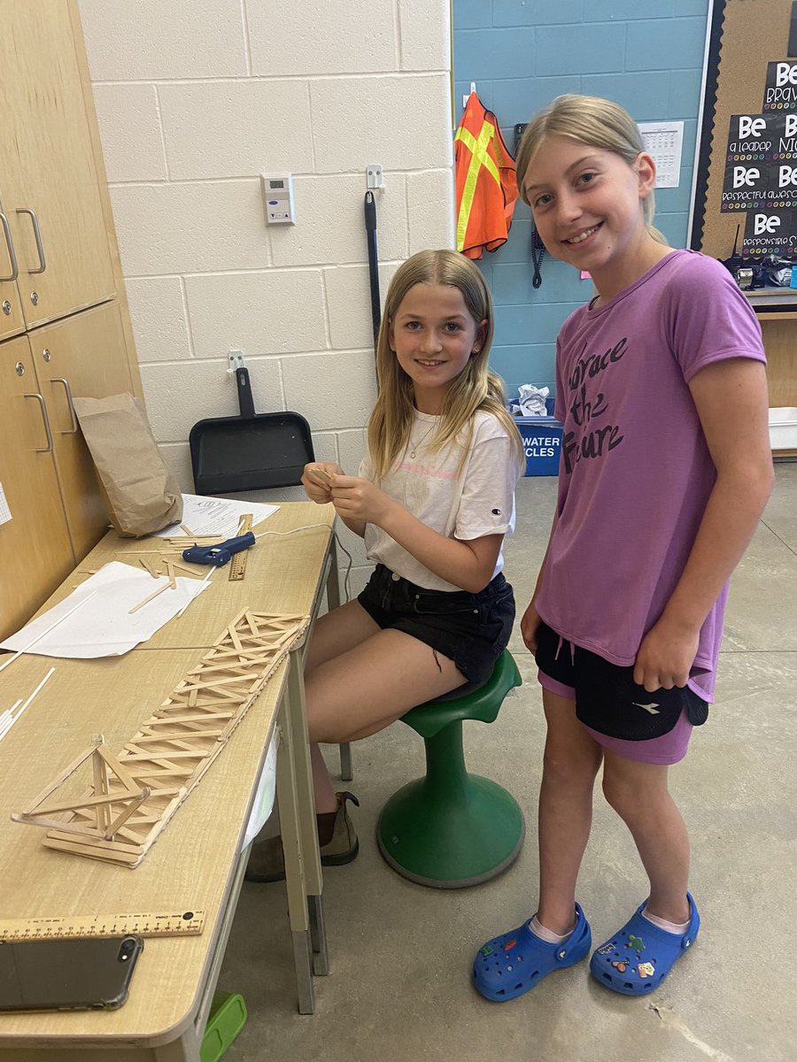 maddockLF's tweet photo. Bridge construction has started!!! Can they survive a hair dryer and a 1kg weight!?!? Test day Friday! @LittleFallsPS https://t.co/T8fDJWe1vU