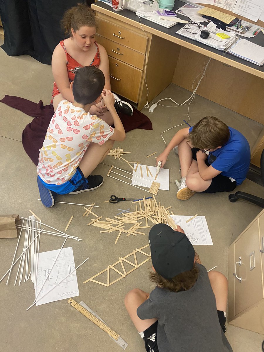 maddockLF's tweet photo. Bridge construction has started!!! Can they survive a hair dryer and a 1kg weight!?!? Test day Friday! @LittleFallsPS https://t.co/T8fDJWe1vU