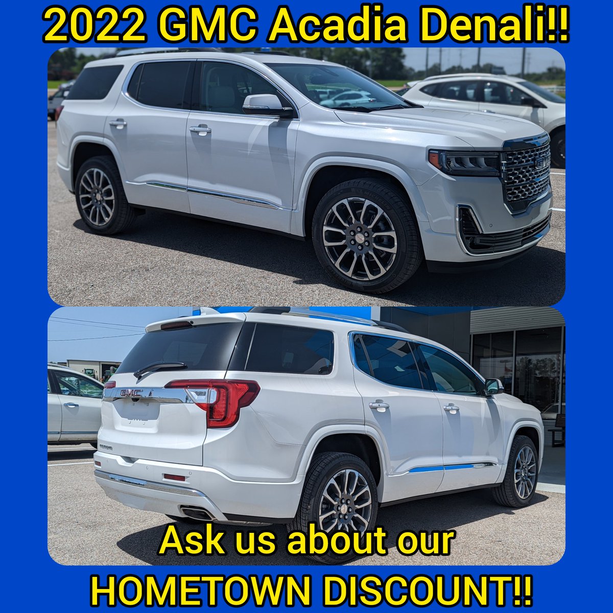 🇺🇸🔥NEW ARRIVAL🔥🇺🇸

This beautiful BRAND NEW 2022 GMC Acadia Denali is in stock here at Express Chevrolet Buick GMC! Don't forget to ask us about our HOMETOWN DISCOUNT to save you thousands!!

#ExpressChevroletBuickGMC🇺🇸
#ExpressYourself🇺🇸
#LifetimeWarranty
#HometownDiscount