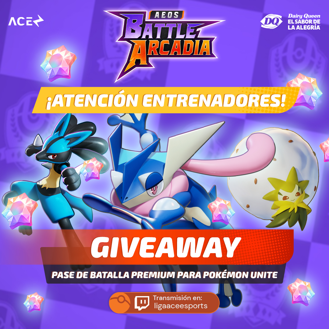 ligaaceesports's tweet photo. ⚡ Hoy #OXXOPremia y #DairyQueen regalarán un Pase de Batalla de #PokémonUnite durante AEOS Battle Arcadia.

🎥: https://t.co/sc8xkMR0X4 | 14, 15 y 16 de junio | 6:00 pm

#SomosACE  | @Tiendas_OXXO | @dqmonterrey https://t.co/vDT6onLa1b