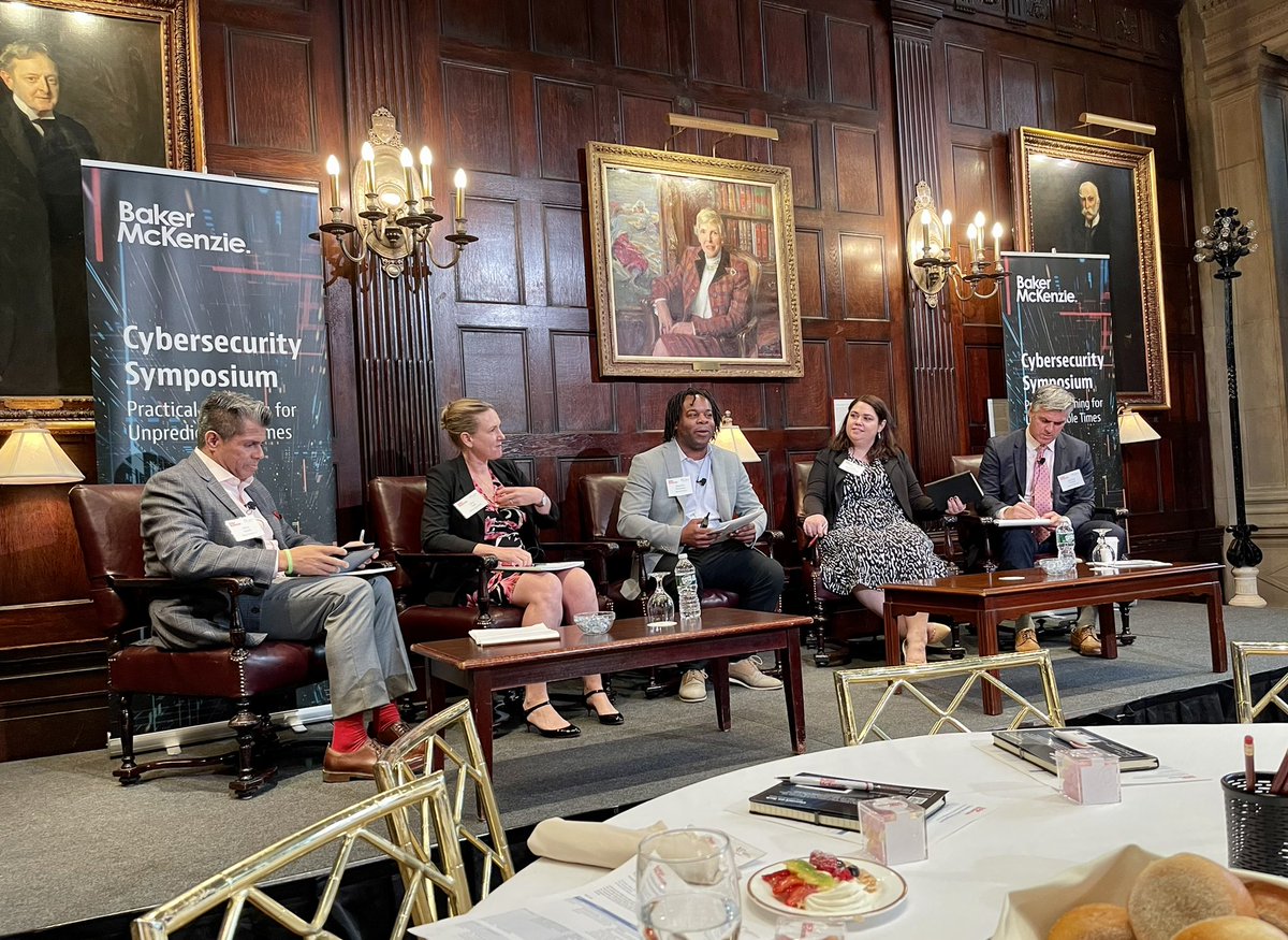 christinayiotis's tweet photo. Baker McKenzie LLP/NY Association of Corporate Counsel #Cybersecurity Symposium #PracticalPlanning for #UnpredictableTimes โThe #LifeCycle of a #CyberAttackโ @bakermckenzie @stereyn @harryvaletk @JeromePTomas Peter Tomczak Cristina Messerschmidt Jessica Nall #ChathamHouseRules https://t.co/JC862Eo9mm