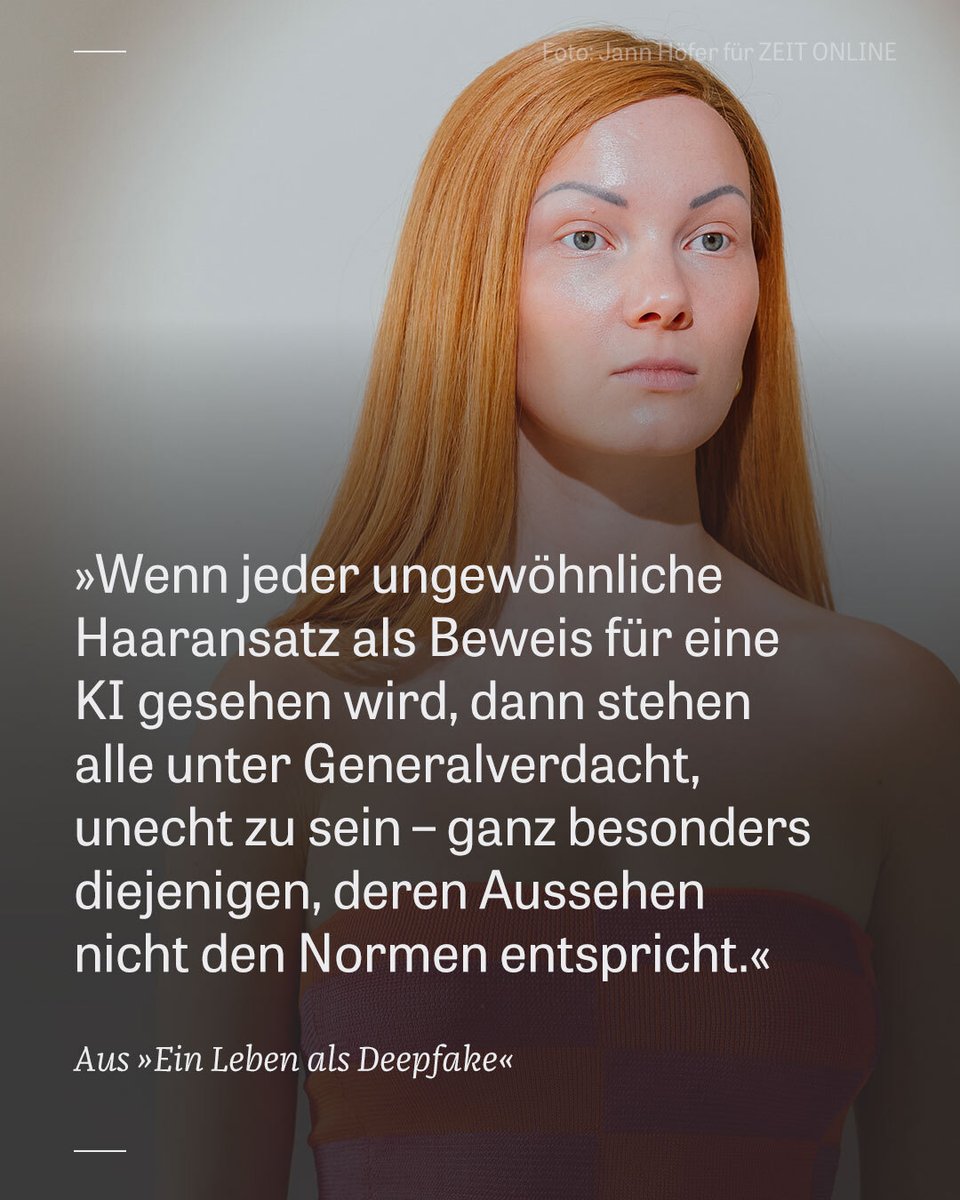 zeitonline's tweet image. Ist das ein Mensch oder eine KI? Die Videos einer Frau mit roten Haaren zeigen, wie unreal die Wirklichkeit sein kann – und umgekehrt: trib.al/T5zVhNM #Abo