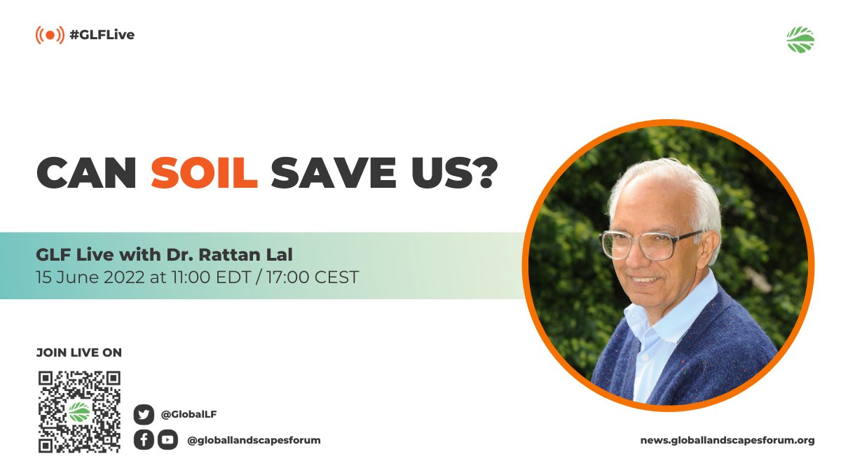 GlobalLF's tweet photo. Don't miss this conversation with 2020 #FoodPrize recipient Dr. Rattan Lal @lal_rattan on how we can tap into the benefits of healthy soil!
Join this #GLFLive happening tomorrow ๐๏ธJune 15!
โฐ11:00 EDT/17:00 CEST
Watch here: https://t.co/w1JWzs4uqg
#ThinkLandscape #SoilHealth https://t.co/dAJIGoTgsr