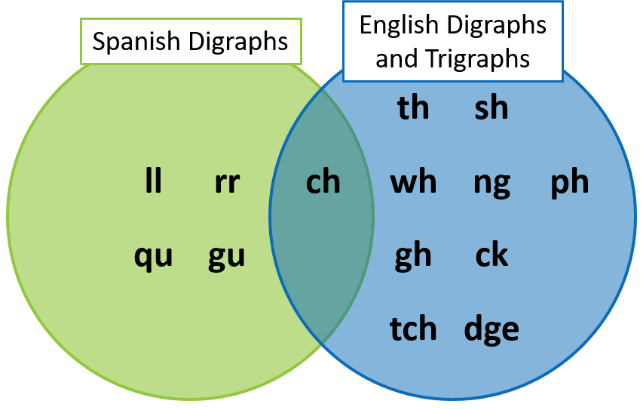 Similarities and differences between #Spanish and #English phonemes. 
Spanish has only five digraphs while English has eight digraphs and two trigraphs. 
#ReadingAcademies #UniqueConsonantPhonemes