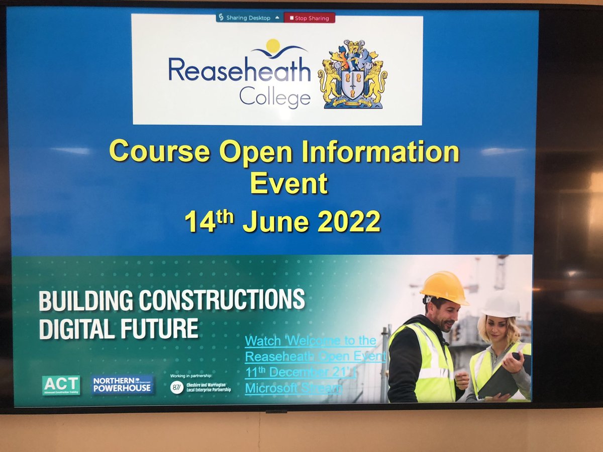 RH_Construction's tweet photo. All set for our open evening to talk all things Construction #ACT #Construction #Tlevels #reaseheath https://t.co/56oCheu629