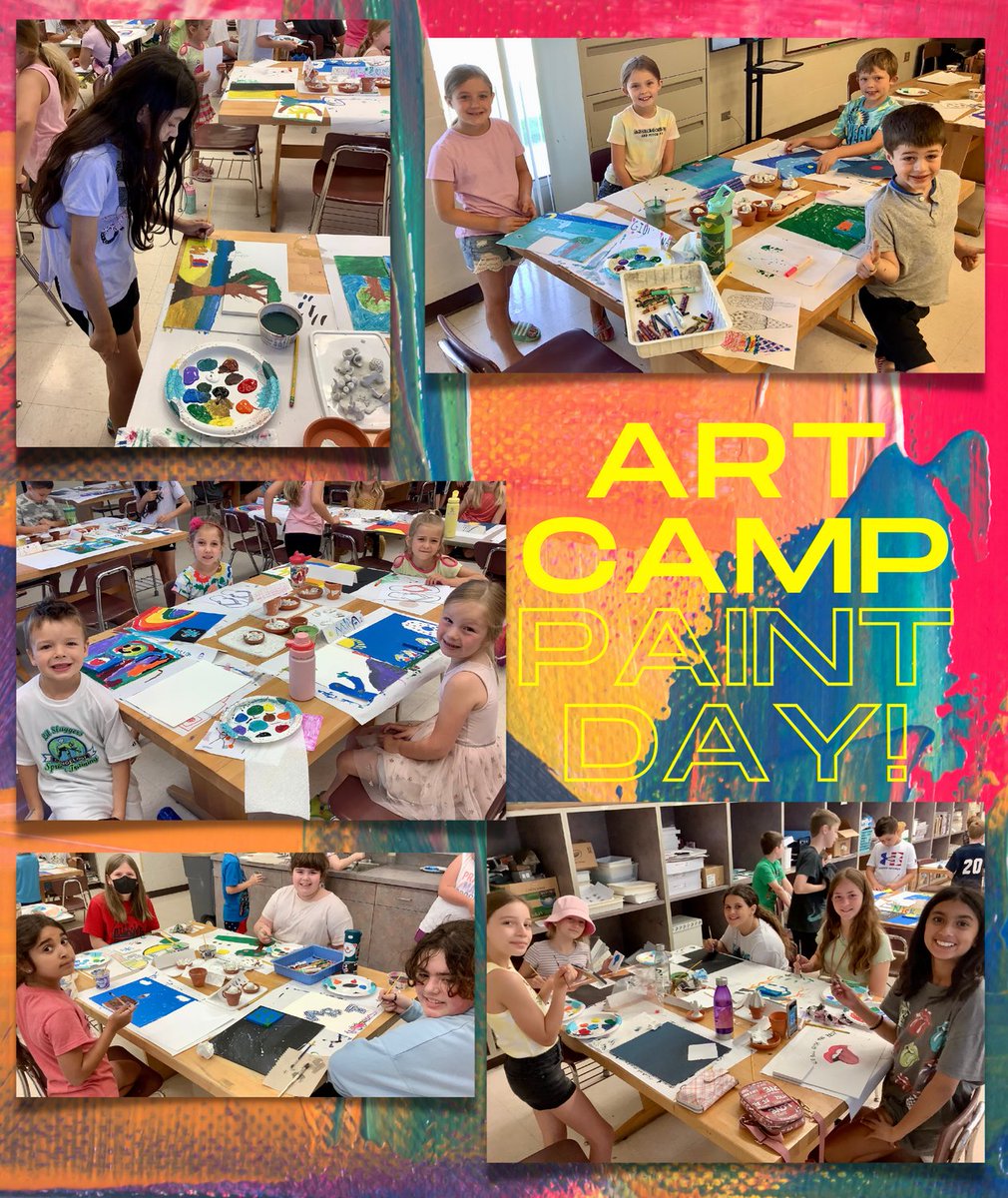 We had an awesome Day 2 of Art Camp! Paint Day!! Acrylic paint on two canvases! A dynamic duo! @NHeuserArt @ErynBlaserArt @OSD135 @135Learning #lovinart #OSD135