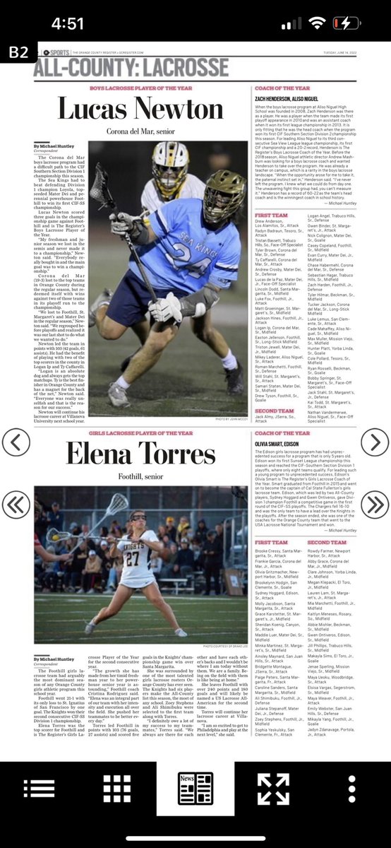 The second page of the OC Register’s sports page is dedicated to high school lacrosse today. Thanks for following my coverage all season long. Great season everyone. <a href="/ocvarsity/">ocvarsity</a> <a href="/CdMBoysLAX/">CdM Boys Lacrosse</a> <a href="/FoothillGirls/">Foothill Girls Lacrosse</a> <a href="/ANHSboyslax/">Aliso Niguel Boys Lax</a> <a href="/EdisonLAXGirls/">Edison Girls Lacrosse</a> <a href="/SteveFryer/">Steve Fryer</a>