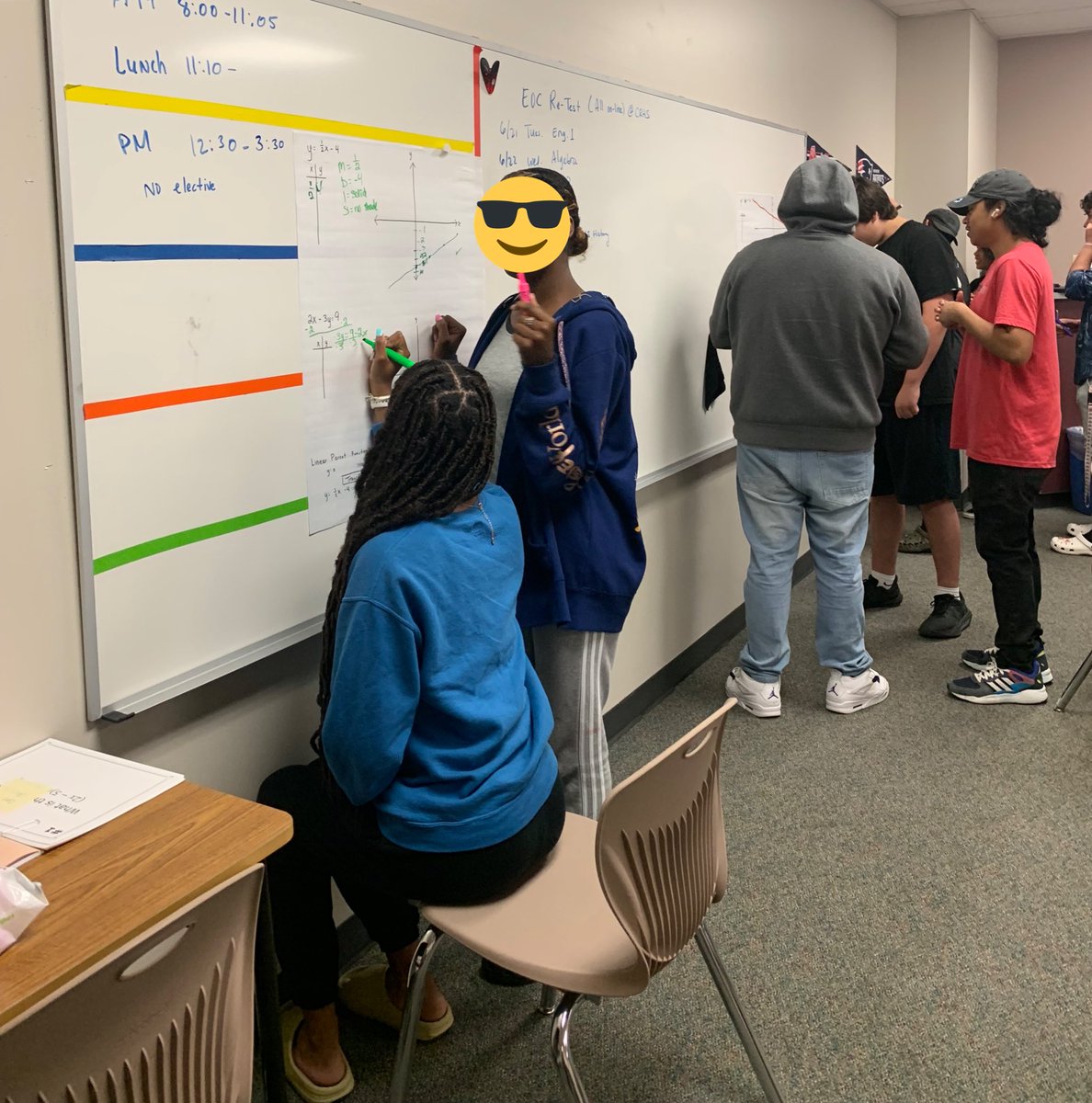 Students are so engaged in a chalk talk for linear equations and inequalities! Processing their ideas and getting a deeper understanding #SummerSchool #Algebra