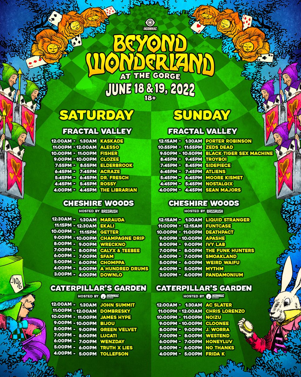 Beyond Wonderland Gorge schedule