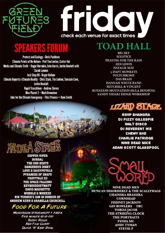 WobbleAndWheeze's tweet photo. Great line-up posters for the Green Futures Field… https://t.co/zvf0OwsmIT