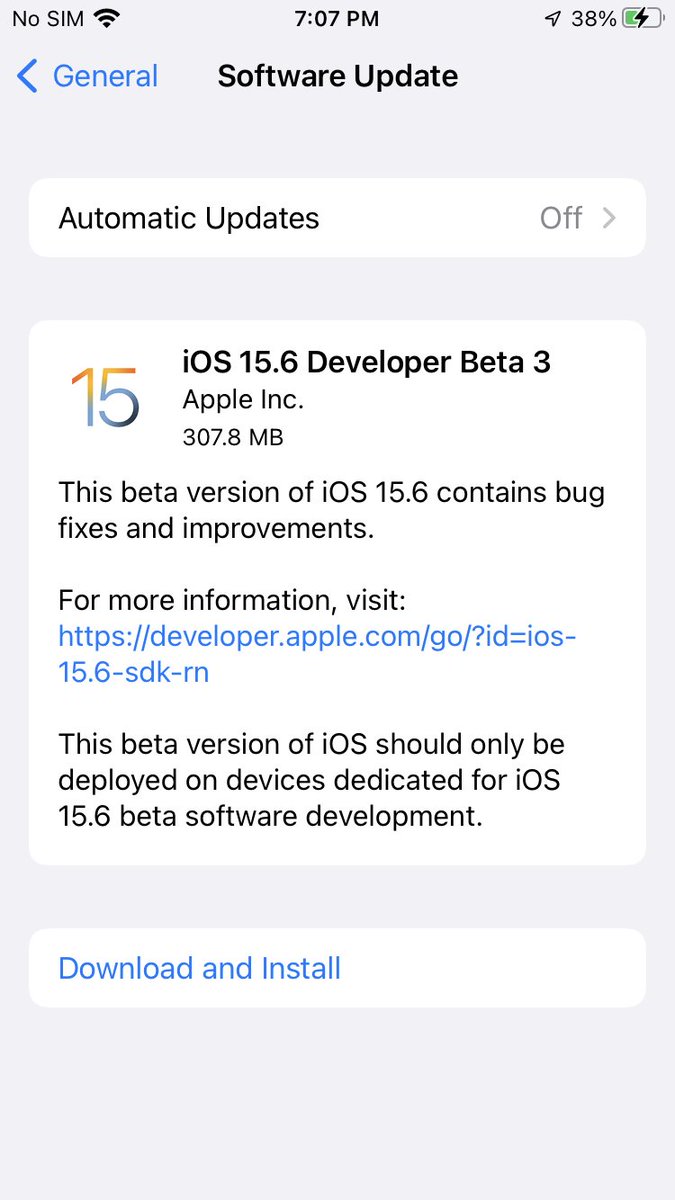 iSWUpdates's tweet image. iOS 15.6 Dev Beta 3 (19G5046d) has been released. #iOS156 #iOS156DevBeta3 #iOS156Beta3