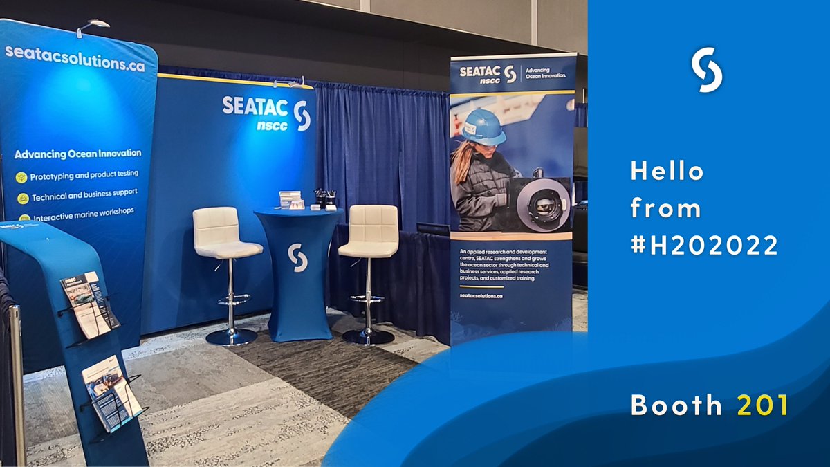 SEATAC_NSCC's tweet photo. Stop by our #booth201 at #H202022. Chat with our team and learn how we help SME's with prototype development, scale-up manufacturing, training and unique business challenges.
#OceansTechnology #BlueEconomy https://t.co/SNTGMe0W0s