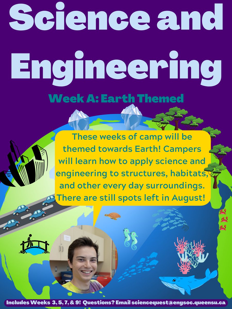 ScienceQuestQ's tweet photo. Here at Science Quest, we are working to develop camps with special themes. For Science and Engineering Week A it will be Earth themed! We still have plenty of spots in our Science and Engineering camps this summer! Register now for campers in grades 4-9 https://t.co/voXF5pLdky