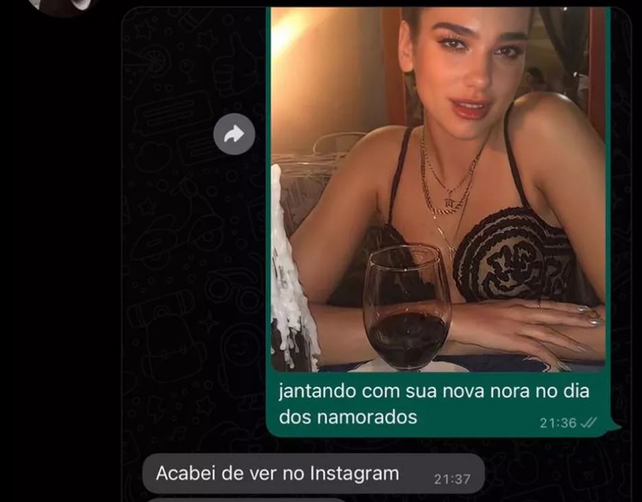 g1's tweet photo. Homem manda foto de Dua Lipa em jantar romântico para mãe, a 'apresenta' como namorada e viraliza https://t.co/Rt9TesYXzU #g1 https://t.co/IYMmT9Wkr5