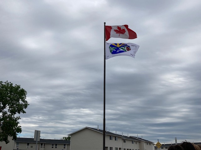 FergusonSchool's tweet photo. Treaty 4 Flag Ceremony at Ferguson School...building relationships with one another. @RegPublicSchool https://t.co/RJfV4xQ2Gp
