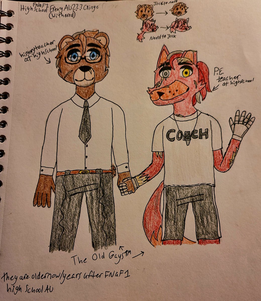 SpicyCurency2's tweet photo. We now have the withered animatronics for the high-school AU!! The withered are the fnaf 1 high-school AU characters but all grown up :D
#fnaffanart #FNAF #witheredanimatronics https://t.co/1WL06SflLF