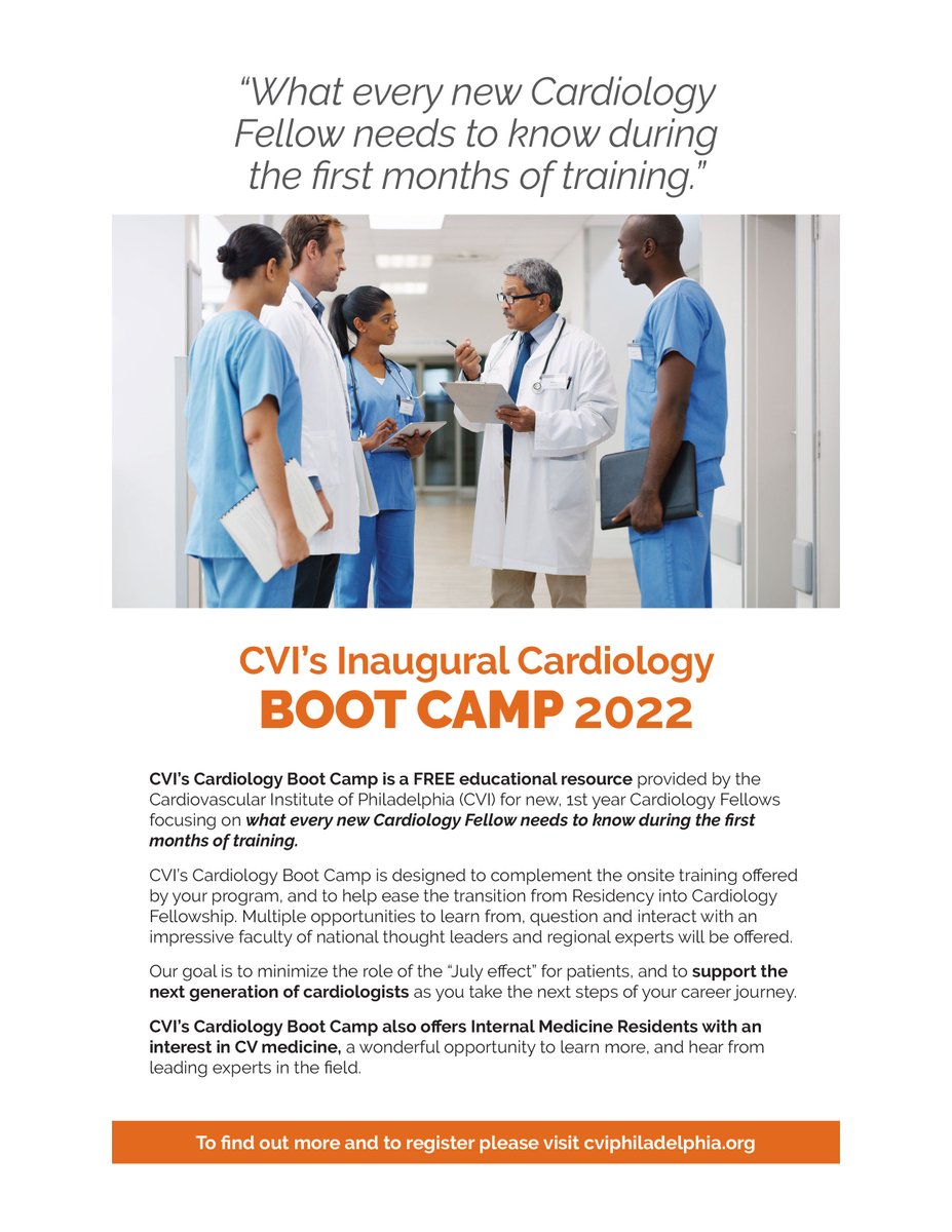 #CVIBootCamp22 Register today to access the digital library and attend Cardiology Fellows' Boot Camp on July 24! To learn more tinyurl.com/2p9hzv6u Registration tinyurl.com/nhjm7vnc