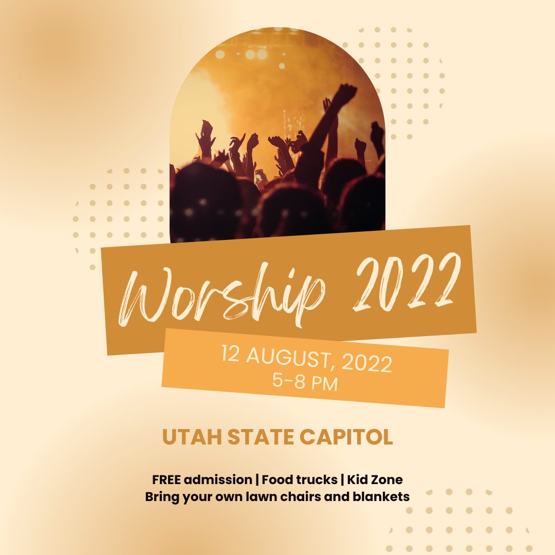 StandingT's tweet image. Save the date! After a two-year hiatus, our annual worship night is back! See you August 12 at the Utah State Capitol!