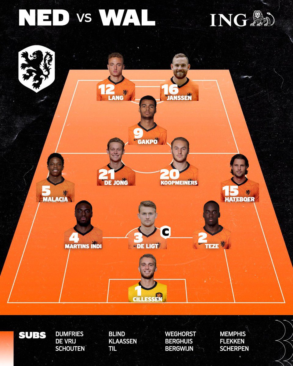 TEAM NEWS! 📋

🦁 Welcome to the 𝐒𝐓𝐀𝐑𝐓𝐈𝐍𝐆 𝐗𝐈, <a href="/vincentjanssen/">Vincent Janssen</a>!

#NationsLeague #NEDWAL