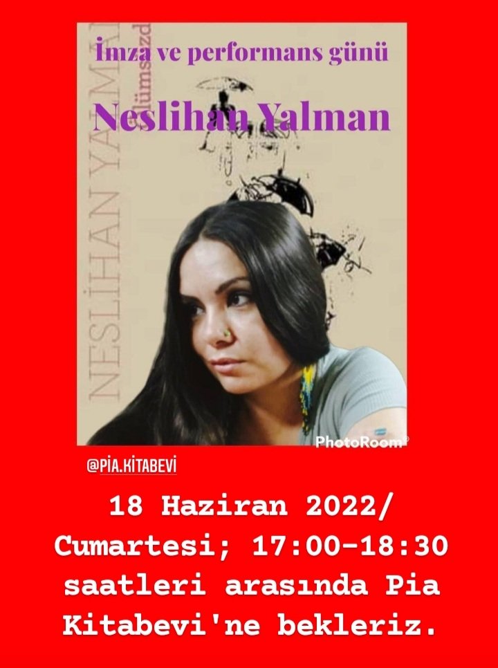 Tarih: 18 Haziran 2022 - Cumartesi
Saat: 17:00-18:30 
Yer: Pia Kitabevi

#neslihanyalman #ölümsüzdür #piakitabevi 

<a href="/PiaKitabevi/">Pia Kitabevi & Cafe</a>