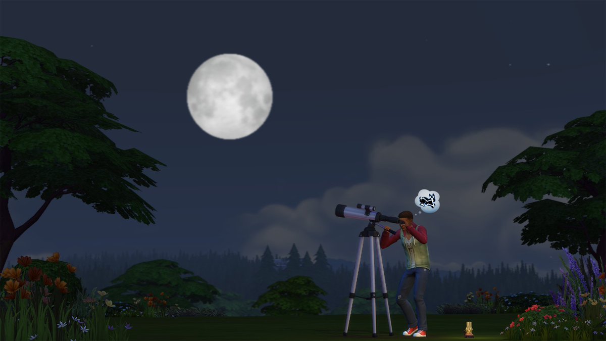 TheSims's tweet image. A free base game update is here🤩 &amp;amp; right on time for the Super Full Moon 🌕 With new moon phases added, the new small telescope is sure to come in handy🔭💫 

Check out what's available in today's update🛠 and remember...watch out for meteorites! ☄️
x.ea.com/73818