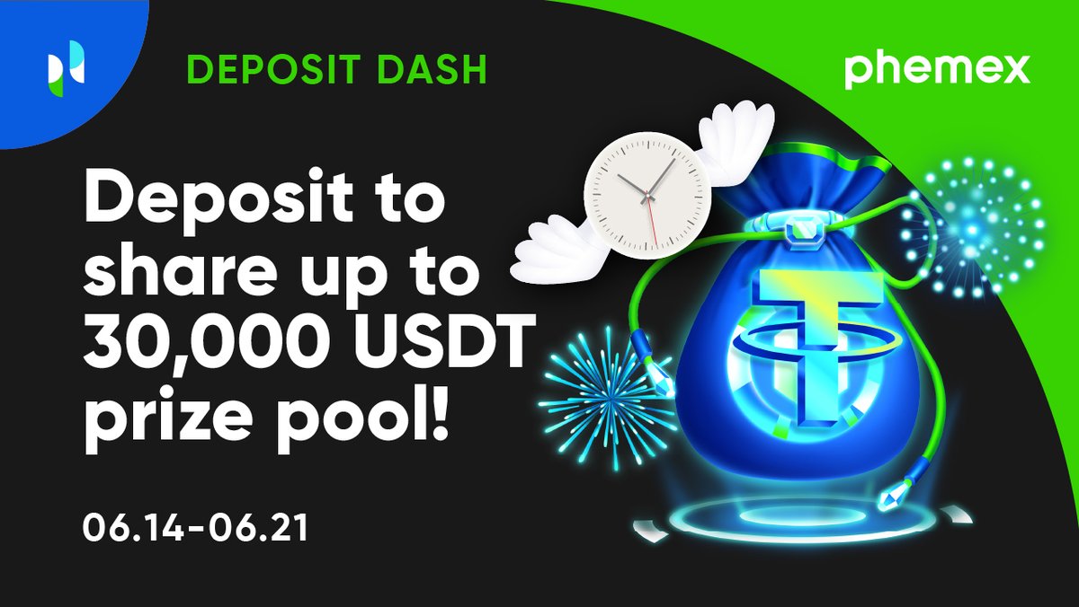 Phemex_official's tweet photo. Three separate prize pools so you can get up to 30,000 USDT for depositing!🤑 

More details 🔽 
https://t.co/m9DuIaDjwn

#registertoearn #depositdash #giveaway #deposittoearn #Phemex https://t.co/0PBUB1ZIX4
