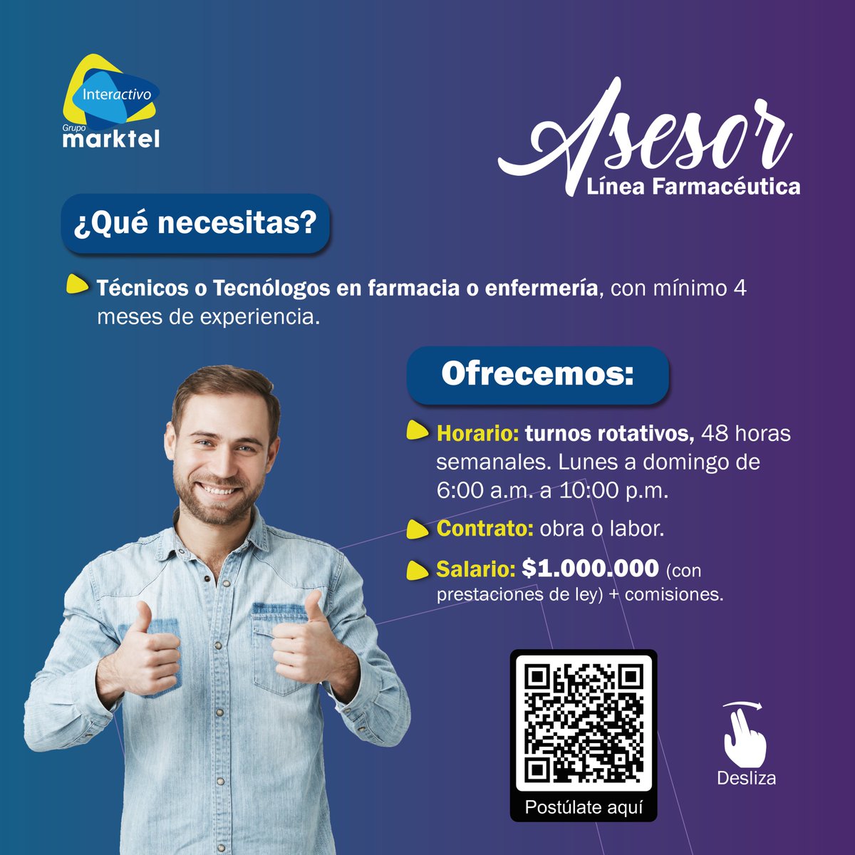 InteractivoBPO's tweet photo. #BuscamosTuTalento | ¡Sé parte del #TeamInteractivo del sector BPO!
Aplica en la #vacante escaneando el codigo QR de la imagen o en en el siguiente link encontrarás el listado de vacantes disponibles. https://t.co/SR4qEINZNq 📩 https://t.co/gaRonxmKHn