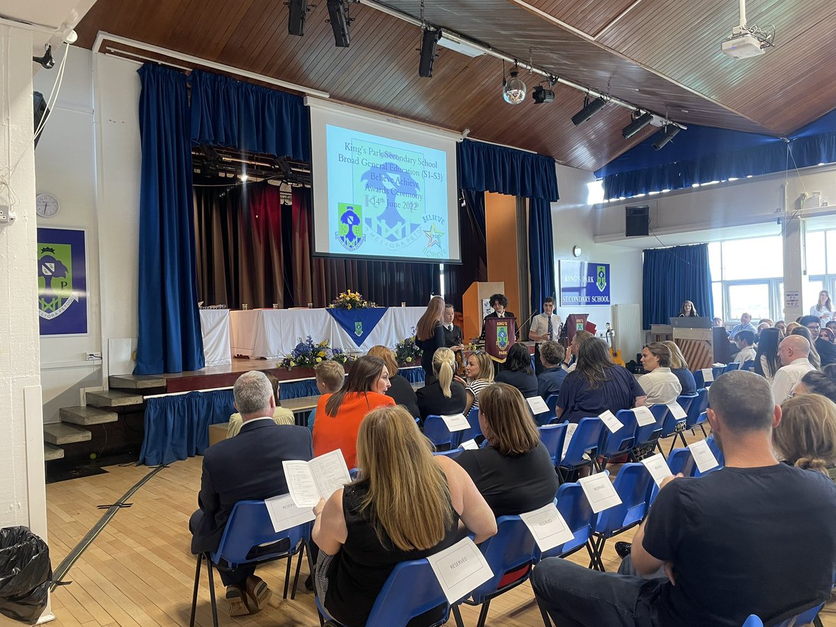 KingsParkSec's tweet image. The stage is set, award winners seated, guests welcomed and music has started… it’s time for our BGE Awards Evening 2022! Well Done everyone!