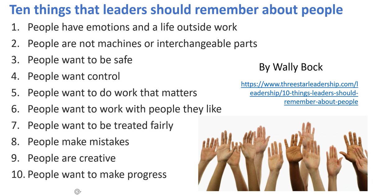 If, as leaders, we just remembered these ten things about people every time we encountered 'bad' behaviour or a tricky situation, we might make a lot more progress: threestarleadership.com/leadership/10-… By @wallybock