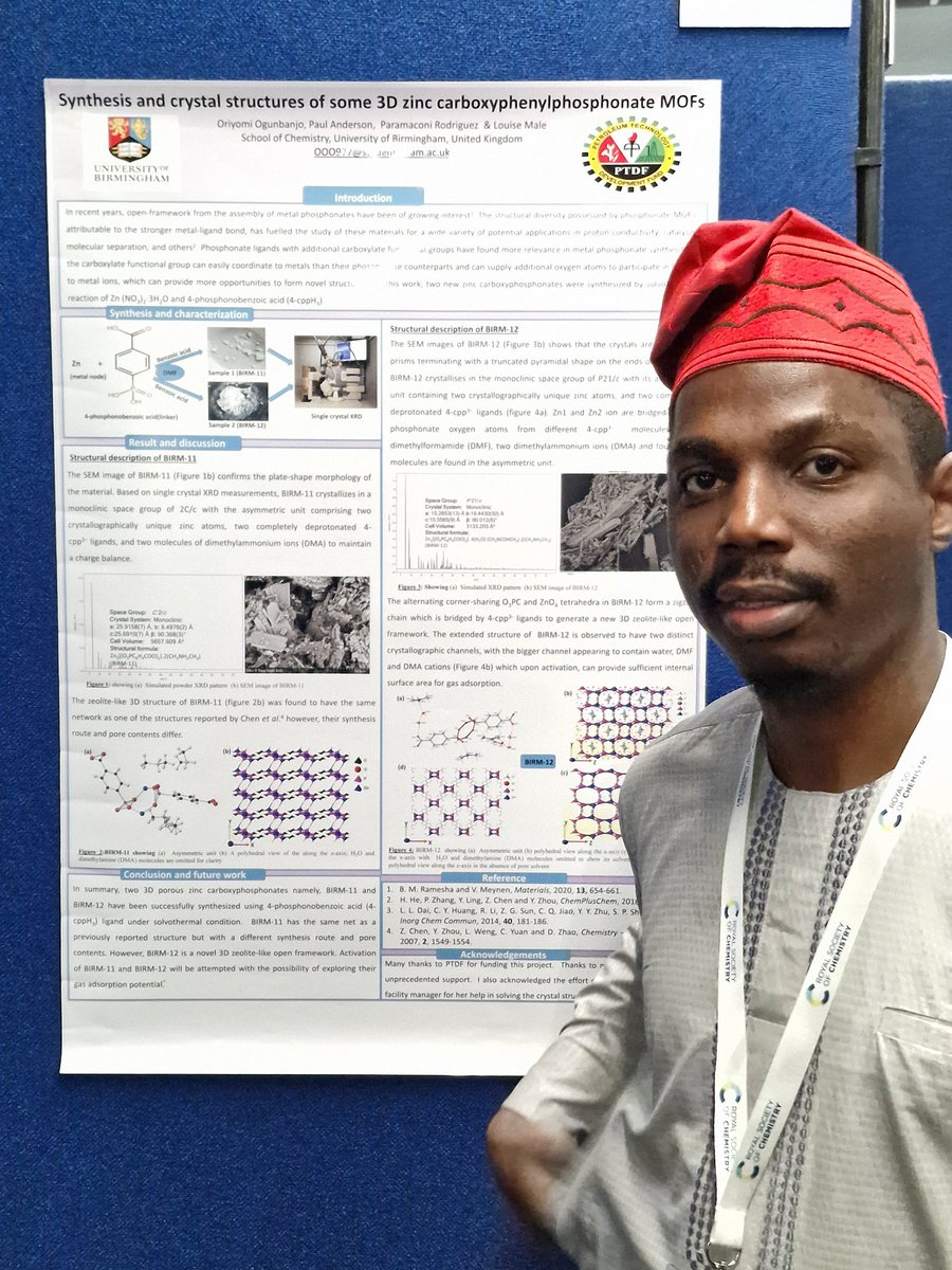 hydrated0061's tweet photo. It was an exciting experience  at the  Strathclyde University in Glasgow for @UKPorMat conference. I had the opportunity of sharing two of my novel carboxylphosphonate MOFs at the conference🤜🤜🤜 https://t.co/NyY6QimS5L