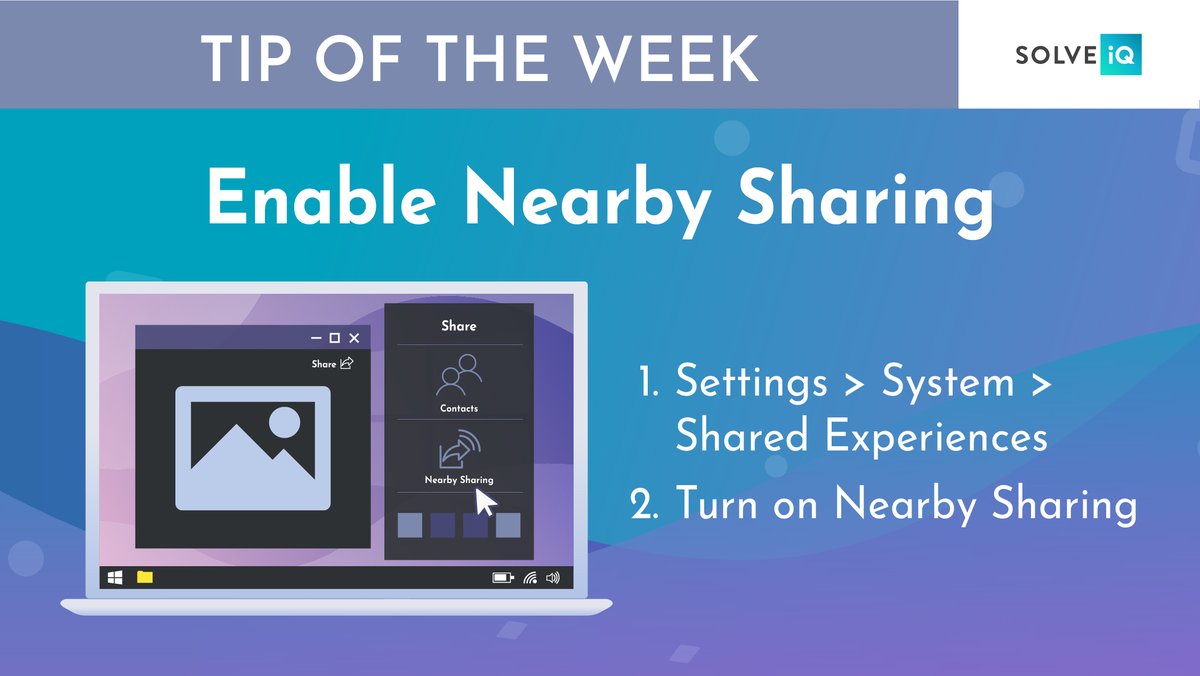 ➡️ Use this tip to share files directly with nearby devices in the same way Apple's AirDrop works.

Click the Share icon on the top part of your doc or photo toolbar to open the panel. Then click Turn On Nearby Sharing to send files. 

Save and share this tip with a friend!