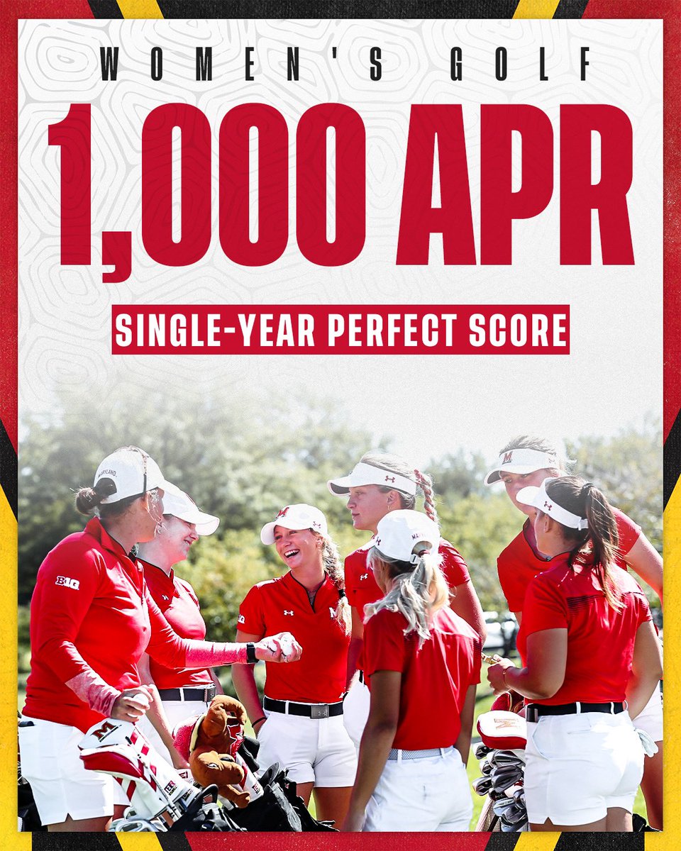 TerpsWGolf's tweet image. The grind just doesn't happen on the golf course; it happens in the classroom too! 

Congratulations to the #GolfTerps for achieving a 1️⃣0️⃣0️⃣0️⃣ @NCAA APR (Academic Progress Rate) score❗️⛳️📚

Read more on the #Terps record-setting year: ter.ps/z8k 

#OwnTheResponse