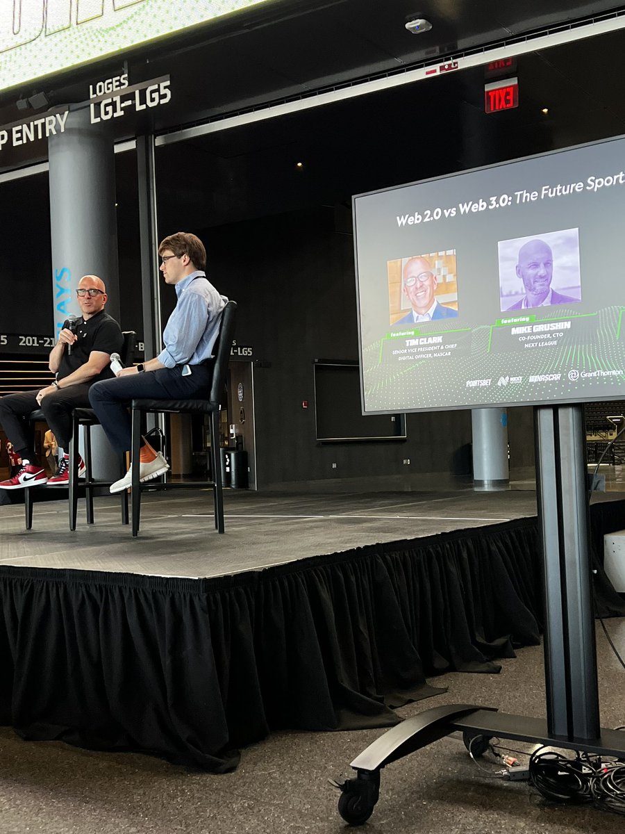 thewordpainter's tweet photo. We had conversations with Discord — there is a branded NASCAR environment with premium features available for free. FT community manager … growth & engagement has been fantastic - @NASCAR SVP & CDO, @timclark3 #SportiConference https://t.co/cuJskXIK94