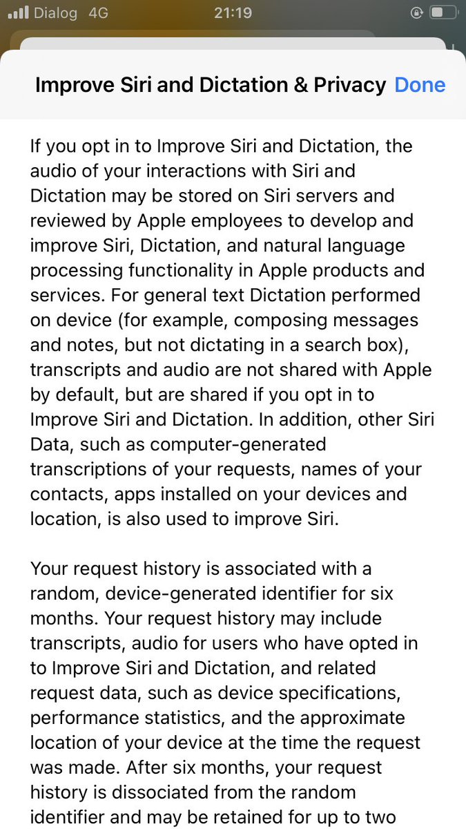 BuduMalli's tweet photo. Most of the #iPhone users are not aware about #Siri’s tracking. These few slides will give u an idea. Check their policy and last screenshoot shows how Siri tracks each iOS app to learn from user-app activities. There is an option to delete ur Siri dictation history. #DigitalLK🗣 https://t.co/ylfxEDgqkk