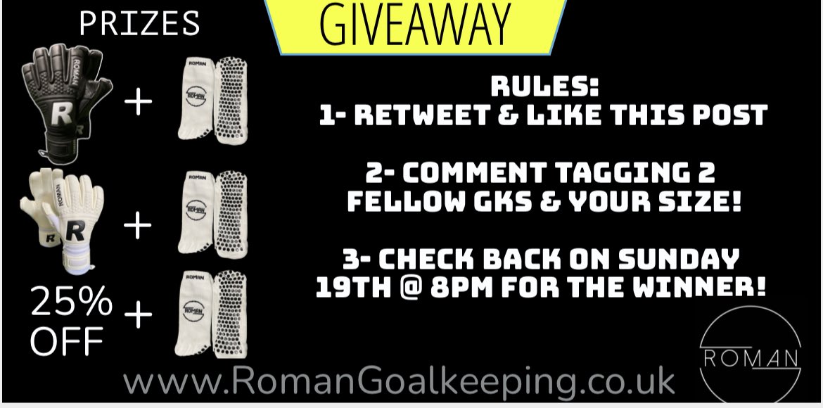 RomanGKgloves's tweet image. 🚨TRIPLE GIVEAWAY🚨

Win 1 Of 3 Prizes By Entering Our Free Giveaway! 

Details Below! 👇🏻 

#RomanGk 
@GKGloveBrands